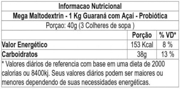 Mega Malto Dextrin Caixa 1 Kg - Imagem 2